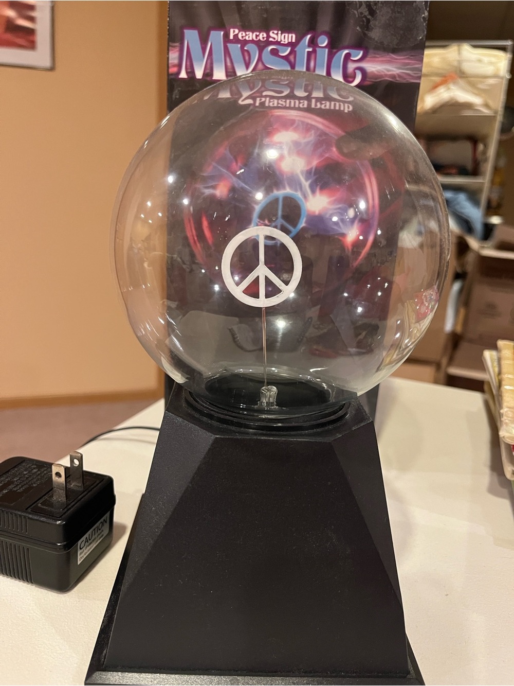 Mystic Peace Sign Plasma Lamp - Purple, Blue, Red
